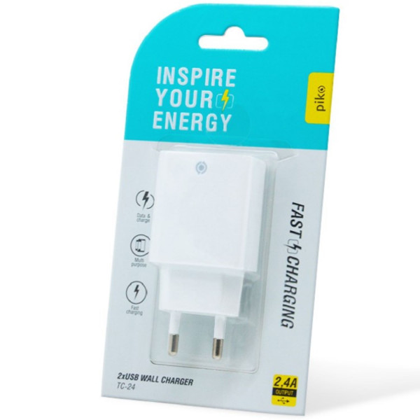 Фото - Мережевий зарядний пристрій Piko 2-USB White (TC-24)