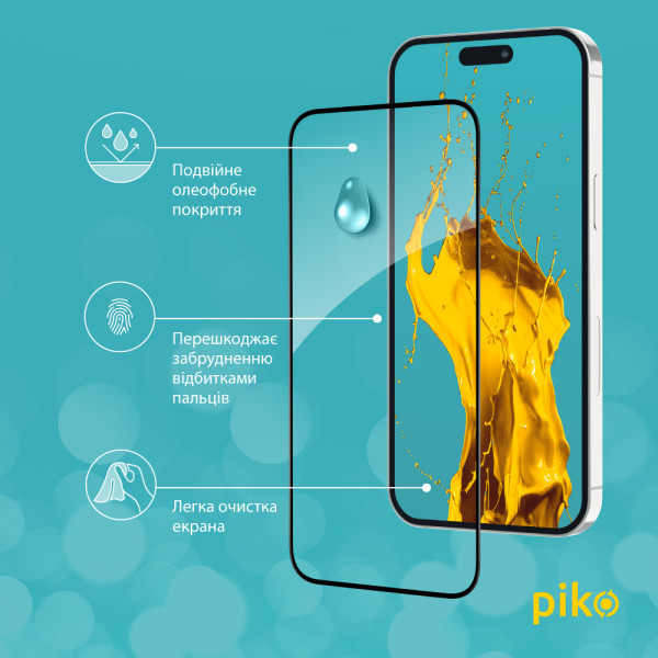 Фото - Захисне скло для смартфону Piko 9H for Apple iPhone 15 Plus Black (1283126577376)