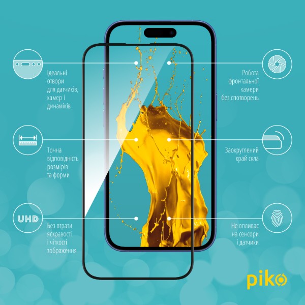 Фото - Захисне скло для смартфону Piko 9H for Apple iPhone 16 Plus / iPhone 15 Plus Black (1283126594762)