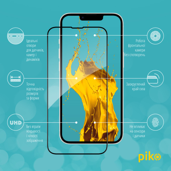 Фото - Захисне скло для смартфону Piko 9H for Apple iPhone 16E / iPhone 13 / 13 Pro / iPhone 14 / 17e Black (1283126615740)