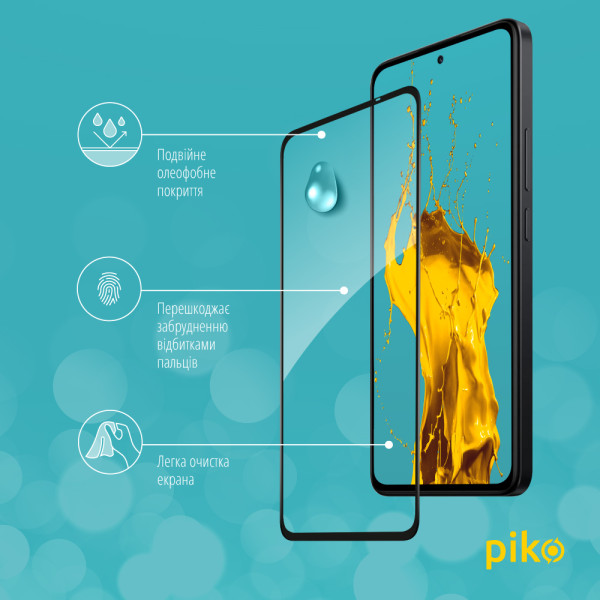 Фото - Защитное стекло для смартфона Piko 9H for Xiaomi Redmi Note 14 5G Black (1283126607288)