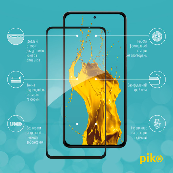 Фото - Защитное стекло для смартфона Piko 9H for Xiaomi Redmi Note 14 5G Black (1283126607288)