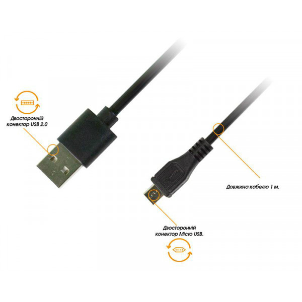 Фото - Кабель Piko USB 2.0 AM-MicroUSB BM 1m Black Revers (1283126474101)