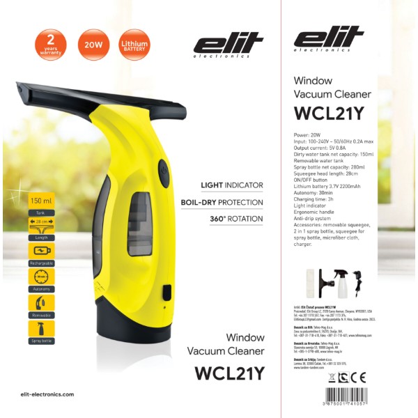 Фото - Пылесос оконный Elit WCL21Y Yellow