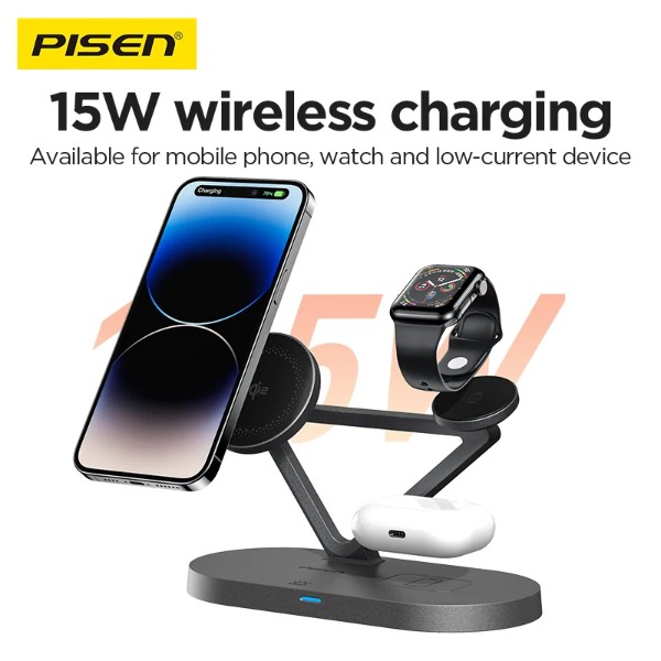 Фото - Беспроводное зарядное устройство Pisen 3-in-1 Wireless Charging Stand Black (TP-C24)