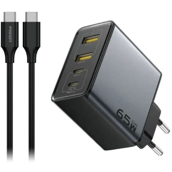Фото - Сетевое зарядное устройство Pisen BOLT Utility 65W 4-Port GaN Fast Charger Cable Set(EU) (TP-C66_Kit)