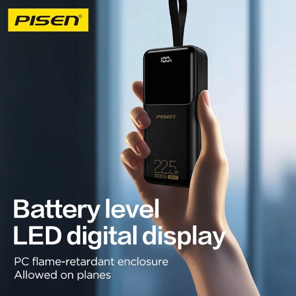 Фото - Батарея мобільна Pisen Semi Mirror 22.5W 30000mAh White (TP-D040)