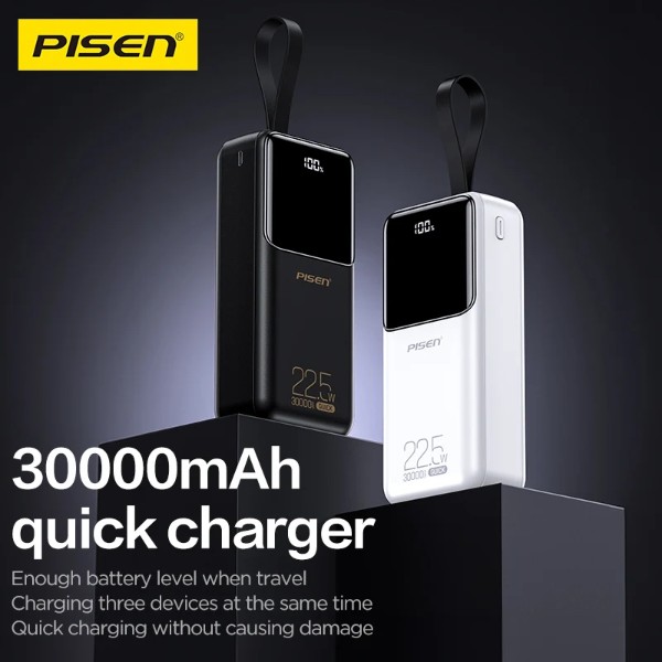 Фото - Батарея мобільна Pisen Semi Mirror 22.5W 30000mAh White (TP-D040)