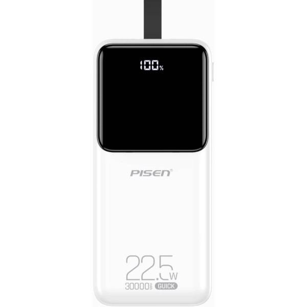 Фото - Батарея мобільна Pisen Semi Mirror 22.5W 30000mAh White (TP-D040)