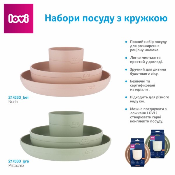 Фото - Набір дитячий 3 пр. Lovi Pistachio (21/533_gre)