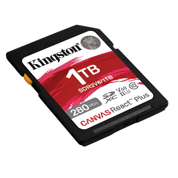 Фото - Карта пам'яті Kingston SDHC 1TB UHS-II/U3 Class 10 Canvas React Plus V60 SD R280/W150MB/s (SDR2V6/1TB)