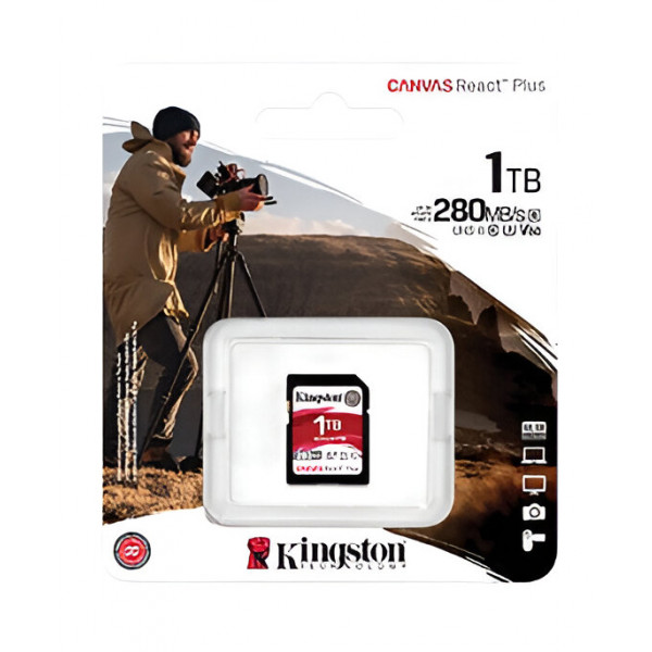 Фото - Карта пам'яті Kingston SDHC 1TB UHS-II/U3 Class 10 Canvas React Plus V60 SD R280/W150MB/s (SDR2V6/1TB)