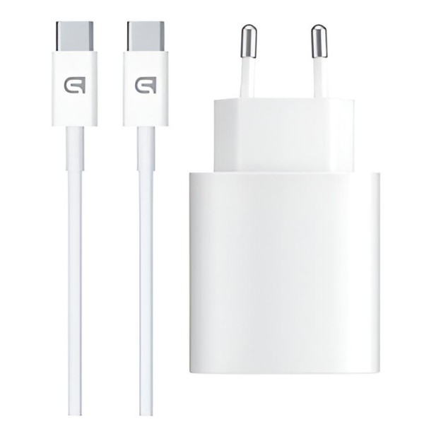 Фото - Мережевий зарядний пристрій Armorstandart AMHJ83 20W USB-C White + кабель USB-C to USB-C (ARM77725)