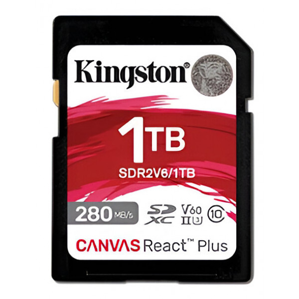 Фото - Карта пам'яті Kingston SDHC 1TB UHS-II/U3 Class 10 Canvas React Plus V60 SD R280/W150MB/s (SDR2V6/1TB)