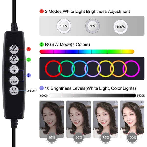 Фото - Набір для блогера Puluz USB RGBW LED Lamp 4.7" PKT3049B + настільний штатив