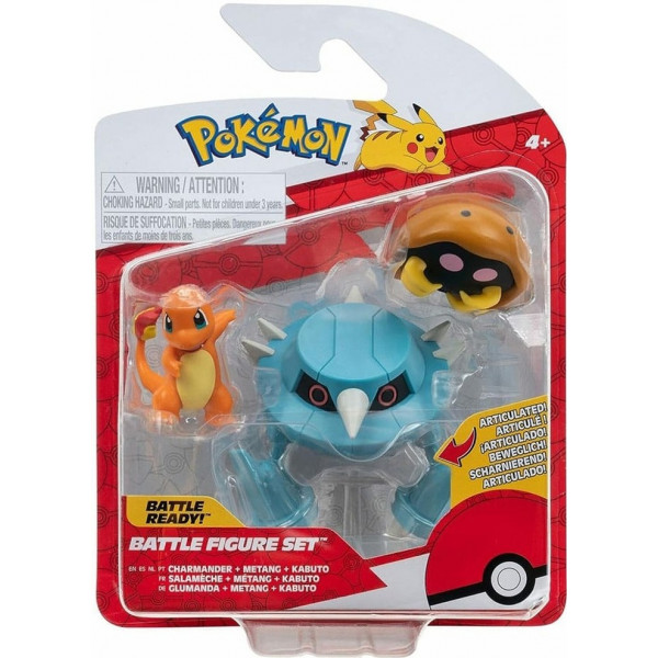Фото - Набір ігрових фігурок Pokemon W17 - КАБУТО, ЧАРМАНДЕР, МЕТАНГ (PKW3052)