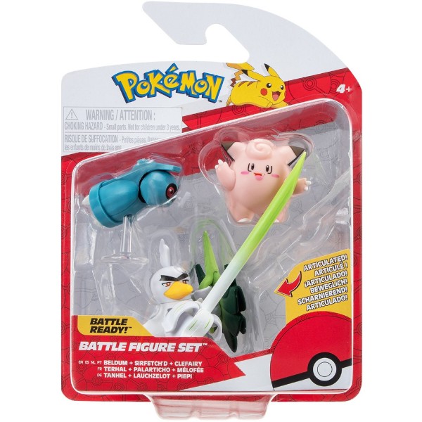 Фото - Набор игровых фигурок Pokemon W18 - КЛЕФЕЙРИ, БЕЛДУМ, СИРФЕТЧ'Д (PKW3057)