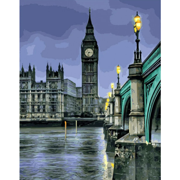 Фото - Картина по номерам Strateg Мир Лео Лондон в серых тонах 40х50 см (VA-2830)