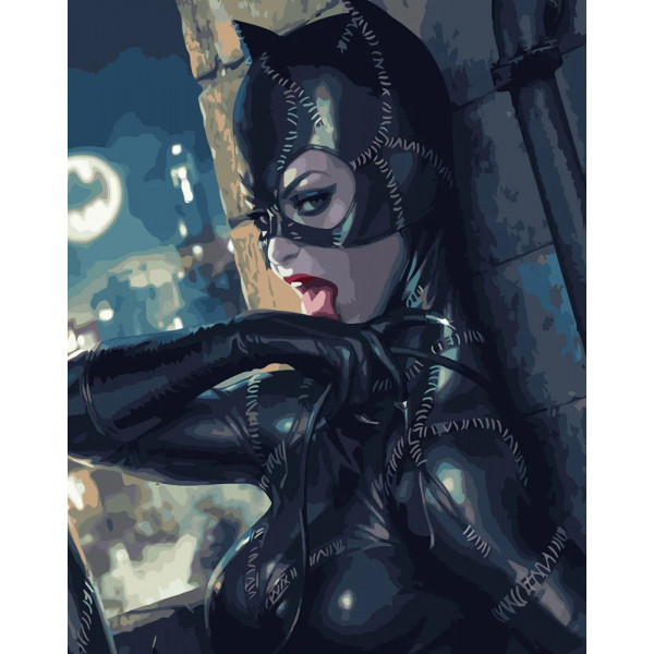 Фото - Картина по номерам Strateg Соблазнительная женщина-кошка 40х50 см (VA-2993)