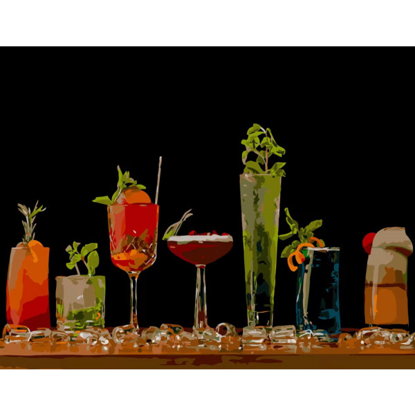 Фото - Картина за номерами Strateg Різновид коктейлів 40х50 см (GS234)