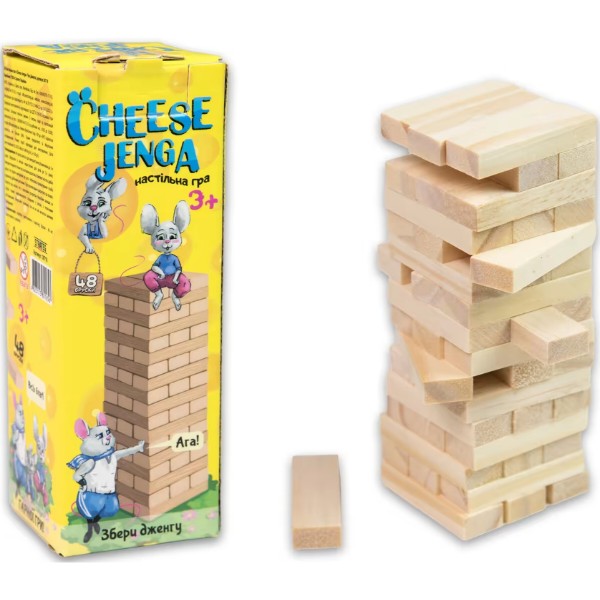 Фото - Настільна гра (5-7 років) Strateg Cheese Jenga 48 брусків (30718)