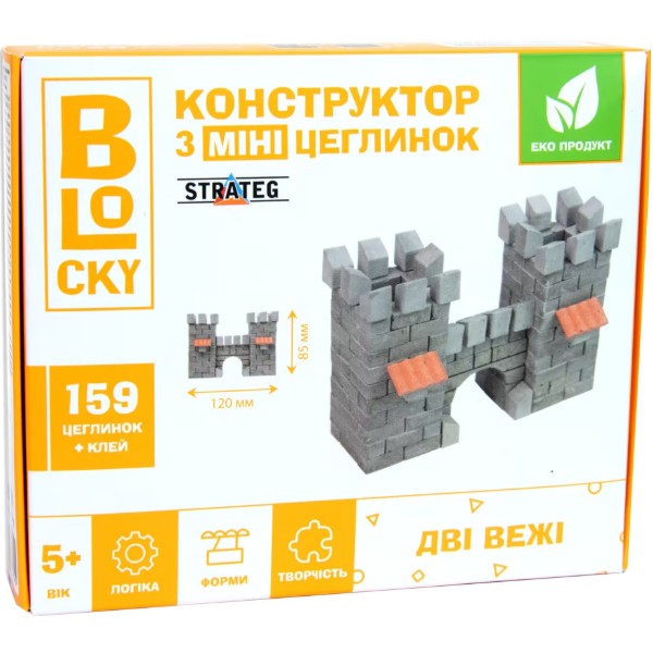 Фото - Конструктор з природних матеріалів Strateg BLOCKY Дві вежі  (31021)