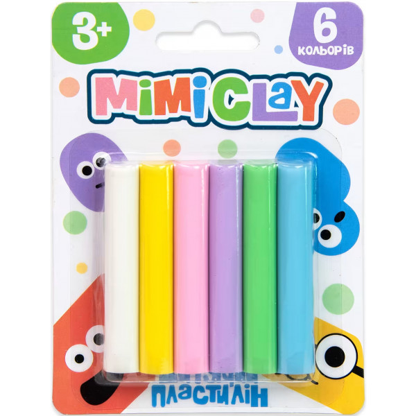 Фото - Пластилін класичний Strateg Mimi clay 6 кольорів українською мовою (30425)