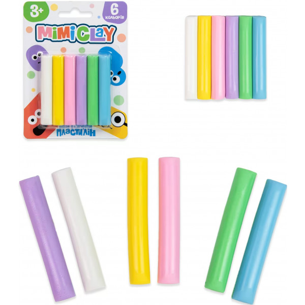 Фото - Пластилін класичний Strateg Mimi clay 6 кольорів українською мовою (30425)