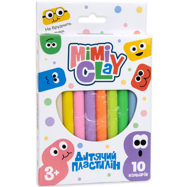 Фото - Пластилин классический Strateg Mimi clay 10 цветов на украинском языке (30424)
