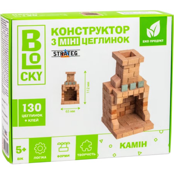 Фото - Конструктор з природних матеріалів Strateg BLOCKY Камін  (31025)