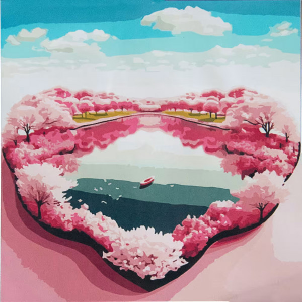 Фото - Картина за номерами Strateg Озеро кохання 50х50 см (АА017)