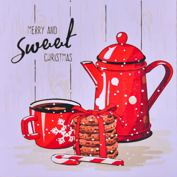 Фото - Картина за номерами Strateg Новорічне чаювання 40х40 см (SK053)