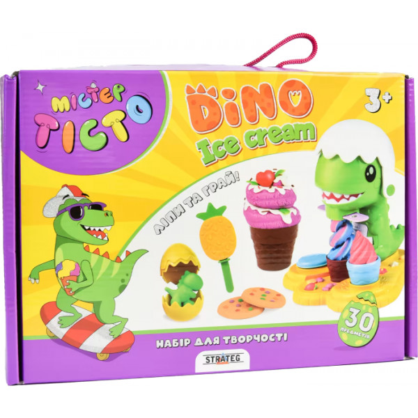 Фото - Лепка из теста Strateg Мистер тесто Dino Ice Cream на украинском языке (41024)