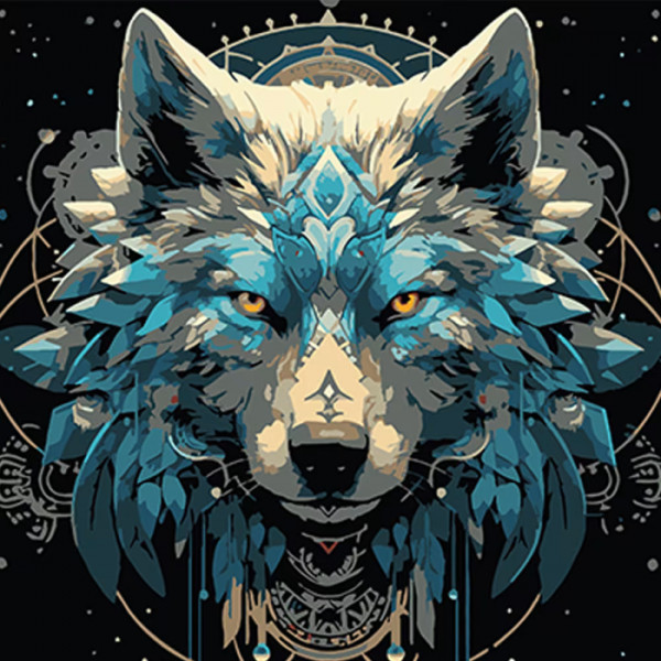 Фото - Картина по номерам Strateg Портрет волка в художественном стиле 40х40 см (AV4040-56)