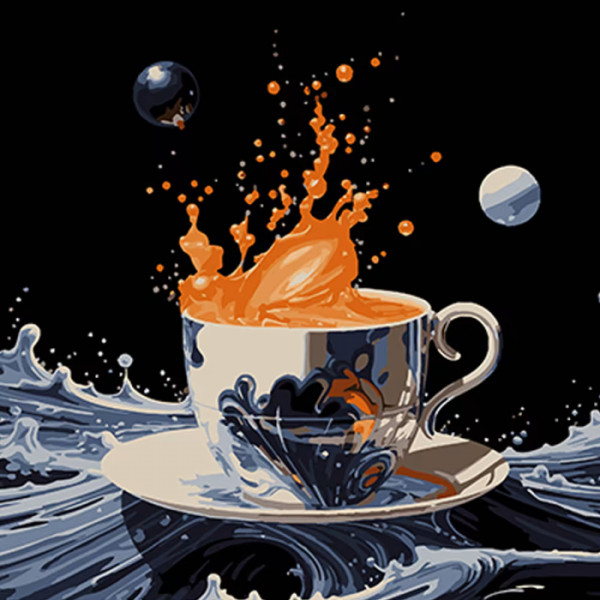 Фото - Картина по номерам Strateg Абстрактная чашка на воде 40х40 см (AV4040-66)