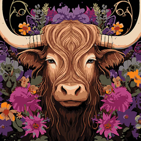 Фото - Картина за номерами Strateg Корова в квітковій красі 40х40 см (AV4040-72) Фото - Картина за номерами Strateg Корова в квітковій красі 40х40 см (AV4040-72)