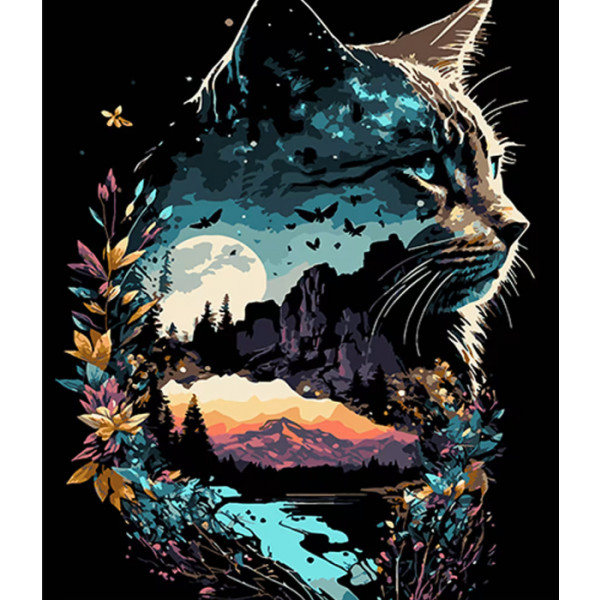 Фото - Картина за номерами Strateg Котяче відображення природи 40х50 см (AH1129) Фото - Картина за номерами Strateg Котяче відображення природи 40х50 см (AH1129)