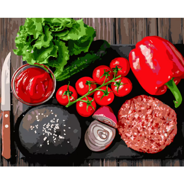 Фото - Картина за номерами Strateg Овочевий асортимент 40х50 см (MZ056)