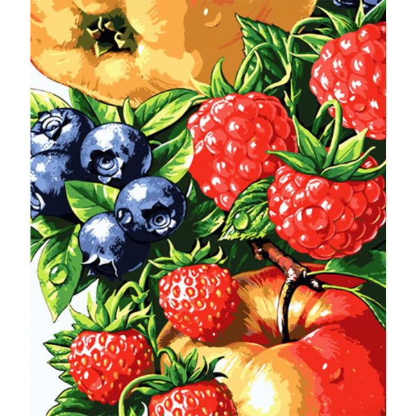 Фото - Картина за номерами Strateg Соковиті ягоди та фрукти 40х50 см (MZ068)