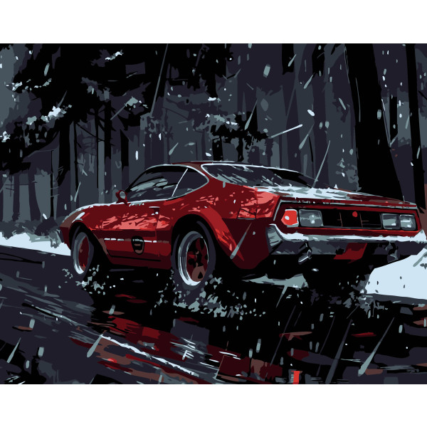 Фото - Картина за номерами Strateg Червона машина на чорному фоні 40х50 см (AH1196-11)
