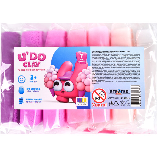 Фото - Маса для ліплення Strateg U'DOClay: Пінкі (31068)