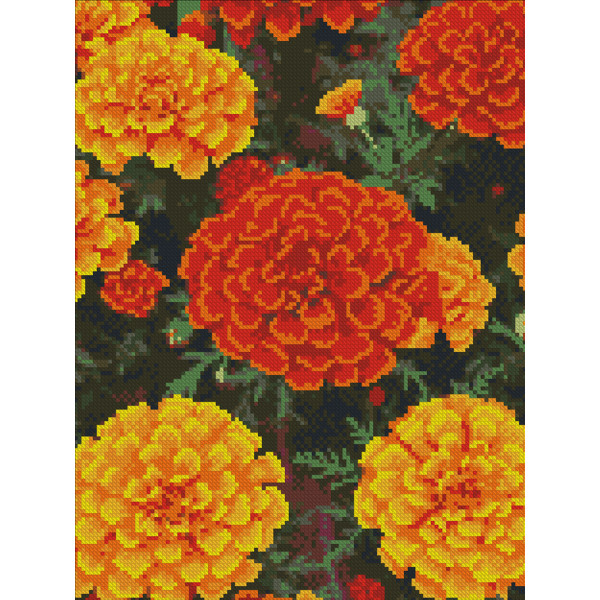 Фото - Алмазний живопис Strateg Вогняні чорнобривці 30х40 (FZ3040-24)