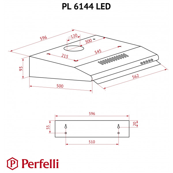 Фото - Витяжка традиційна Perfelli PL 6144 IV LED