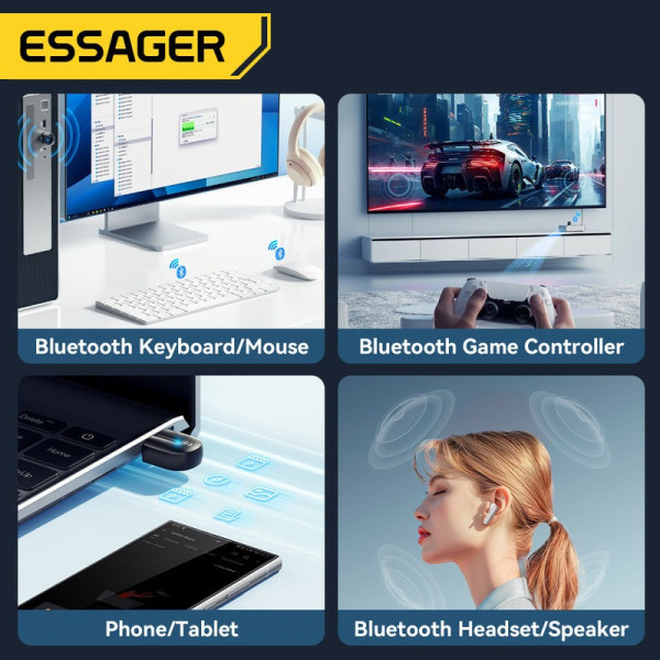 Фото - Адаптер мережі Bluetooth USB Essager Beiheng USB Bluetooth 5.3 (EBT53-BH01-P)