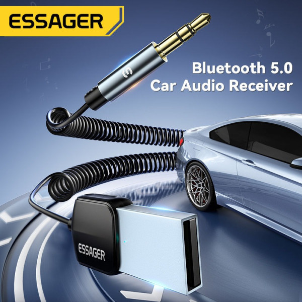 Фото - FM модулятор Essager Lingfeng Bluetooth 5.0 Aux Adapter Car Wireless Receiver USB to 3.5mm (EBT-LF01-P)