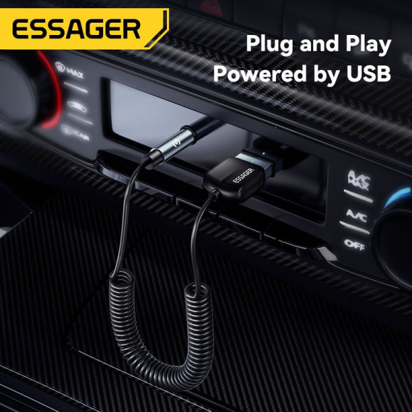 Фото - FM модулятор Essager Lingfeng Bluetooth 5.0 Aux Adapter Car Wireless Receiver USB to 3.5mm (EBT-LF01-P)