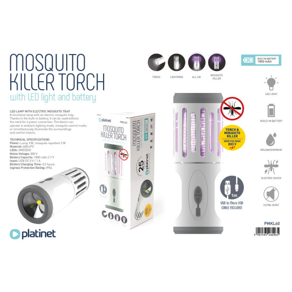Фото - Уничтожитель насекомых Platinet MOSQUITO KILLER LANTERN 6W 60LM 1800MAH BATTERY (PMKL60)