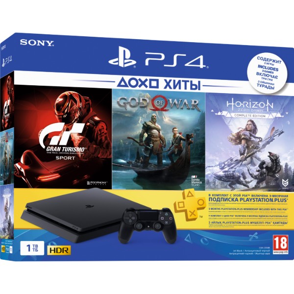 Фото - Игровая приставка PlayStation 4 1ТВ (Horizon Zero Dawn (Complete Edition) & God of War & Gran Turismo Sport & PS Plus)