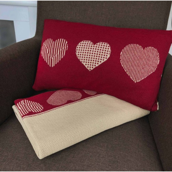 Фото - Подушка декоративная Прованс вязаная 30х45 Сердца (025051)