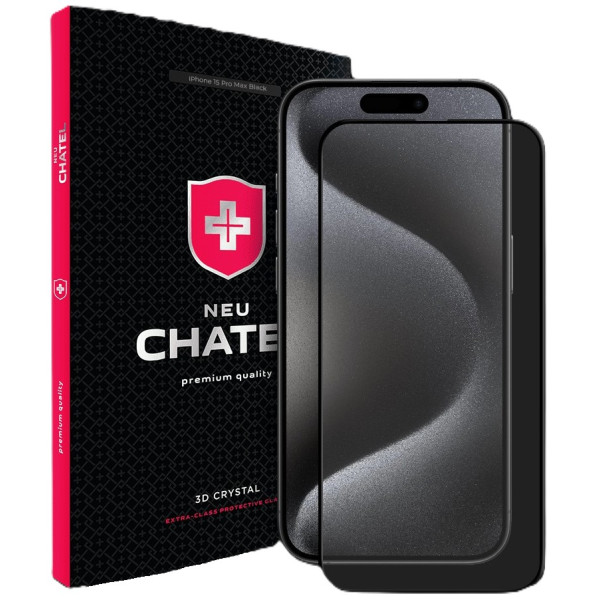 Фото - Защитное стекло для смартфона NEU Chatel Corning Gorilla Glass with Mesh for iPhone 15 Pro Max Front Black (+NEU3D15PMB)